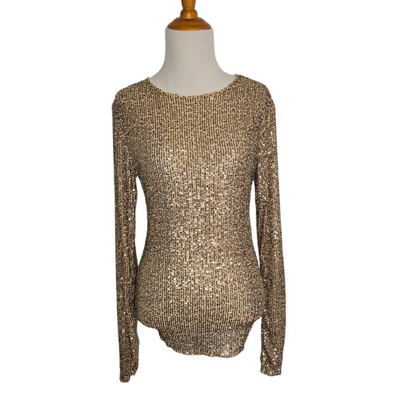 NEW Intimately Free People Gold Rush Sequin Shirt Glam Maximalist Women Small - Picture 2 of 13